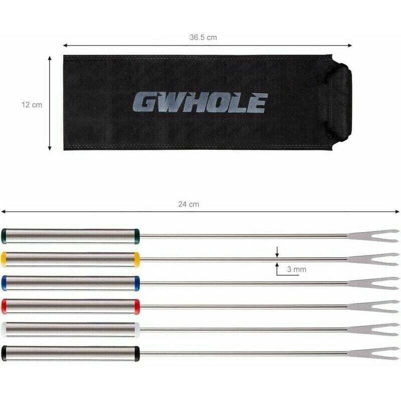 6 Pcs Fondue Forks Meat, Dessert Chocolate, Stainless Steel Skewers for Cheese, 24cm