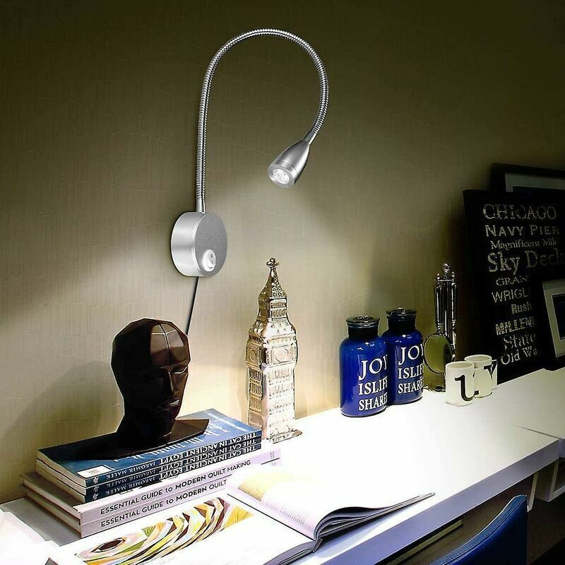 Lamp of Lecture Mounting Wall Mounted LED Bed Lamp Switch Tactile Dimmable Col of Cygne of Lecture 3w Lighting of Nuit Lumineux