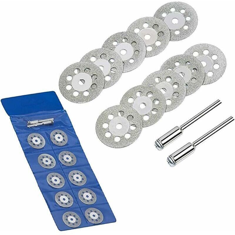 20 Pcs Disque Diamant of Cutting Diamant Mini Disques a Tronconner with Mandrins Tiges for Rotatifs for Tools Glass Gemmes of Cutting, 22mm