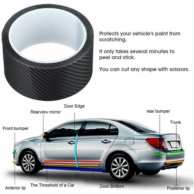 Roller Fiber of Carbone Black, 5CM3M, Autocollant of Protection of Bord of Door of Car of Film Protecteur of Fiber of Carbone