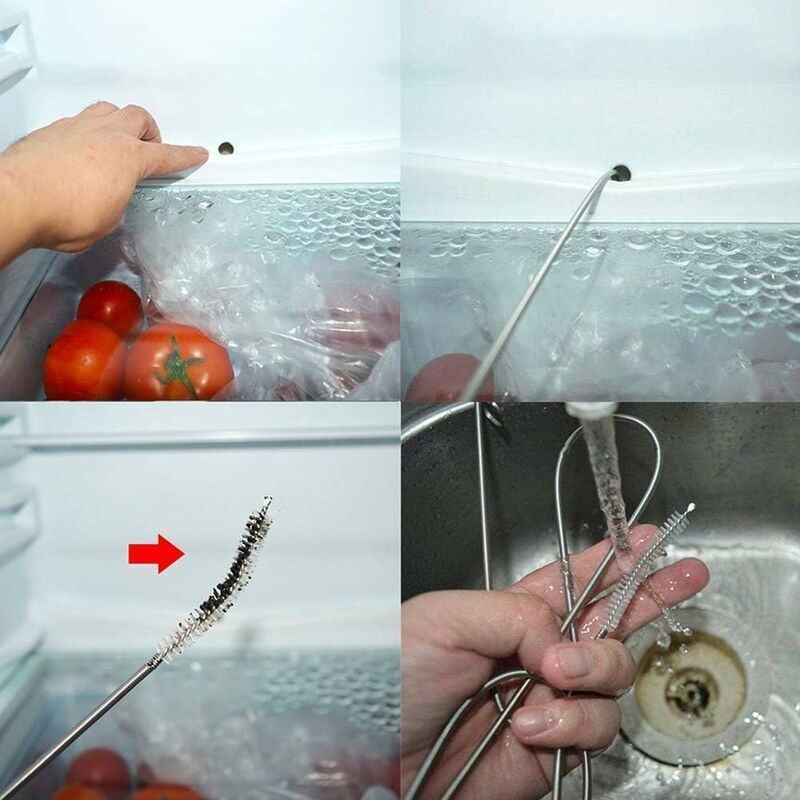4 Pcs Fridge Cleaning Brush Flexible Refrigerator of Drain for