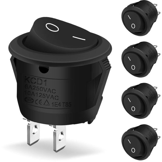 5 Pcs Interrupteurs a Bascule Ronds a 2 Broches ON and OFF Verrouillables with Auto Black, Bateau Appareils Menagers
