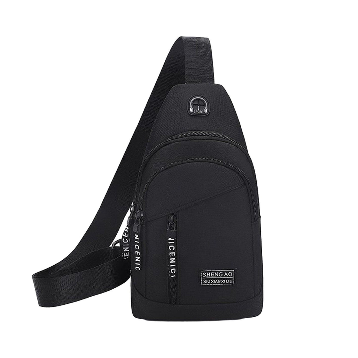 Waterproof Crossbody Sling Bag for Women and Men, Black Small Chest Backpack for Hiking Travel Camping