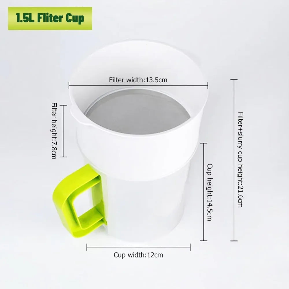 Soy Milk Juice Filter Nut Milk Bag Replacement, Reusable Food Strainer for Fruit Juice Yogurt and Nut Milk, 1.5 L