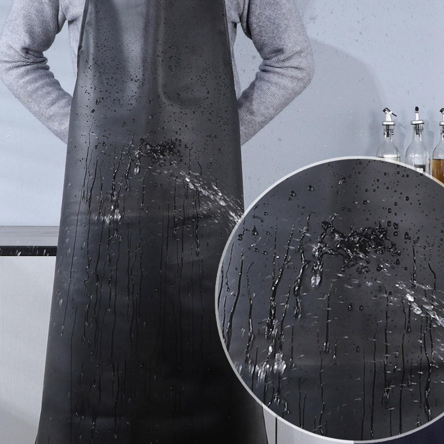 Black Waterproof PVC Apron, Heavy Duty Anti Corrosion Rubber Apron for Lab Cleaning Butcher and Barbecue, 80 x 55 cm