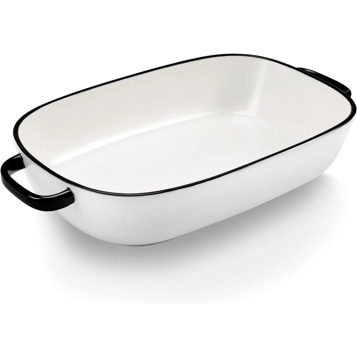 White Ceramic Rectangular Baking Dish, Oven Microwave Refrigerator Disinfection Cabinet and Dishwasher Safe Casserole Pan, 6 Quart, 16 x 11 in