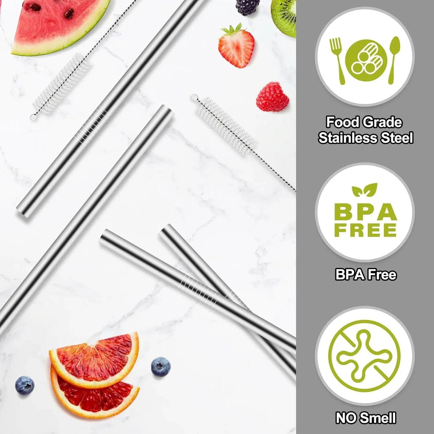 4 Pcs Metal Straws Compatible With Owala Kids Tumbler Cup, Stainless Steel Reusable Straws With 2 Cleaning Brushes, 12 oz and 15 oz