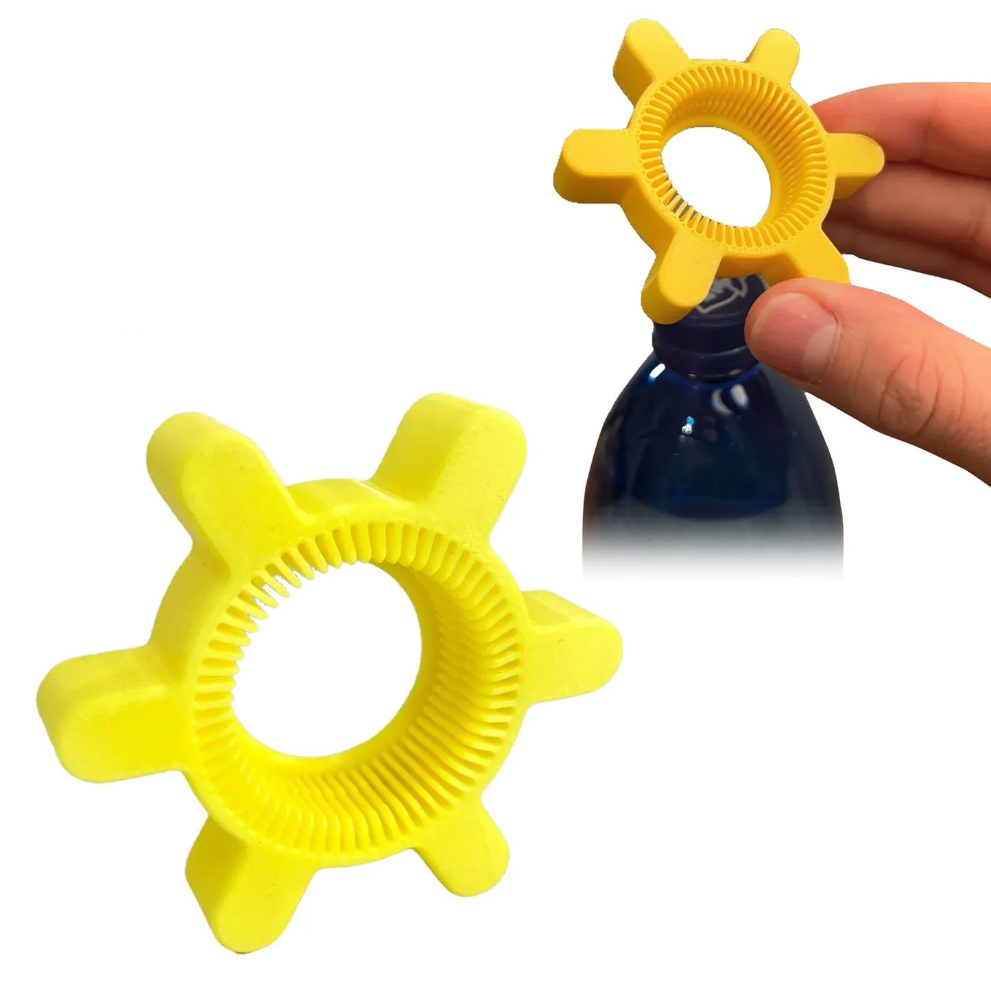 Easy Twist Bottle Cap Opener, Ergonomic Plastic Lid Remover for Seniors Weak Hands and Arthritis, Yellow