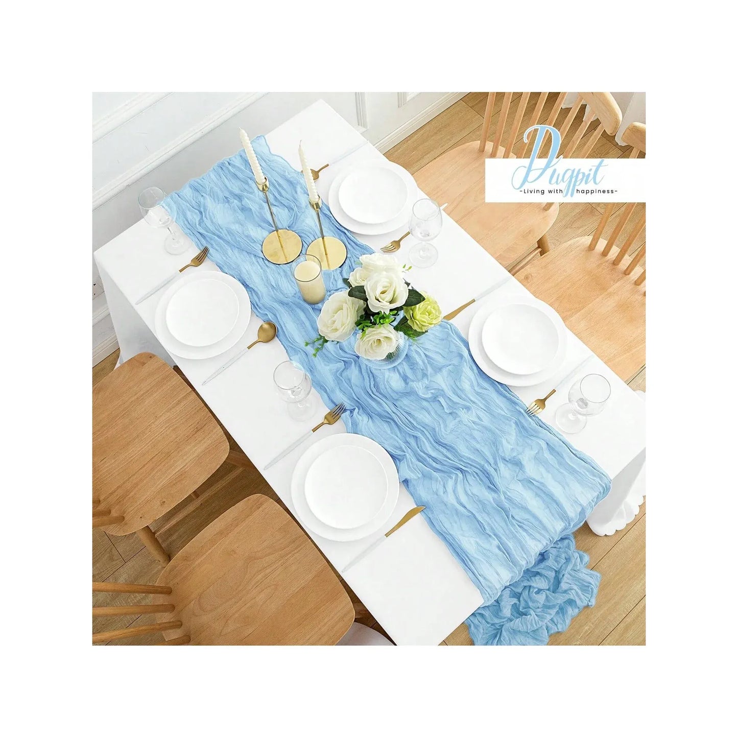 6 or 12 Pack Light Blue Cheesecloth Table Runners, Boho Gauze Runner for Spring Easter Decor, 17 x 108 in, 9 ft