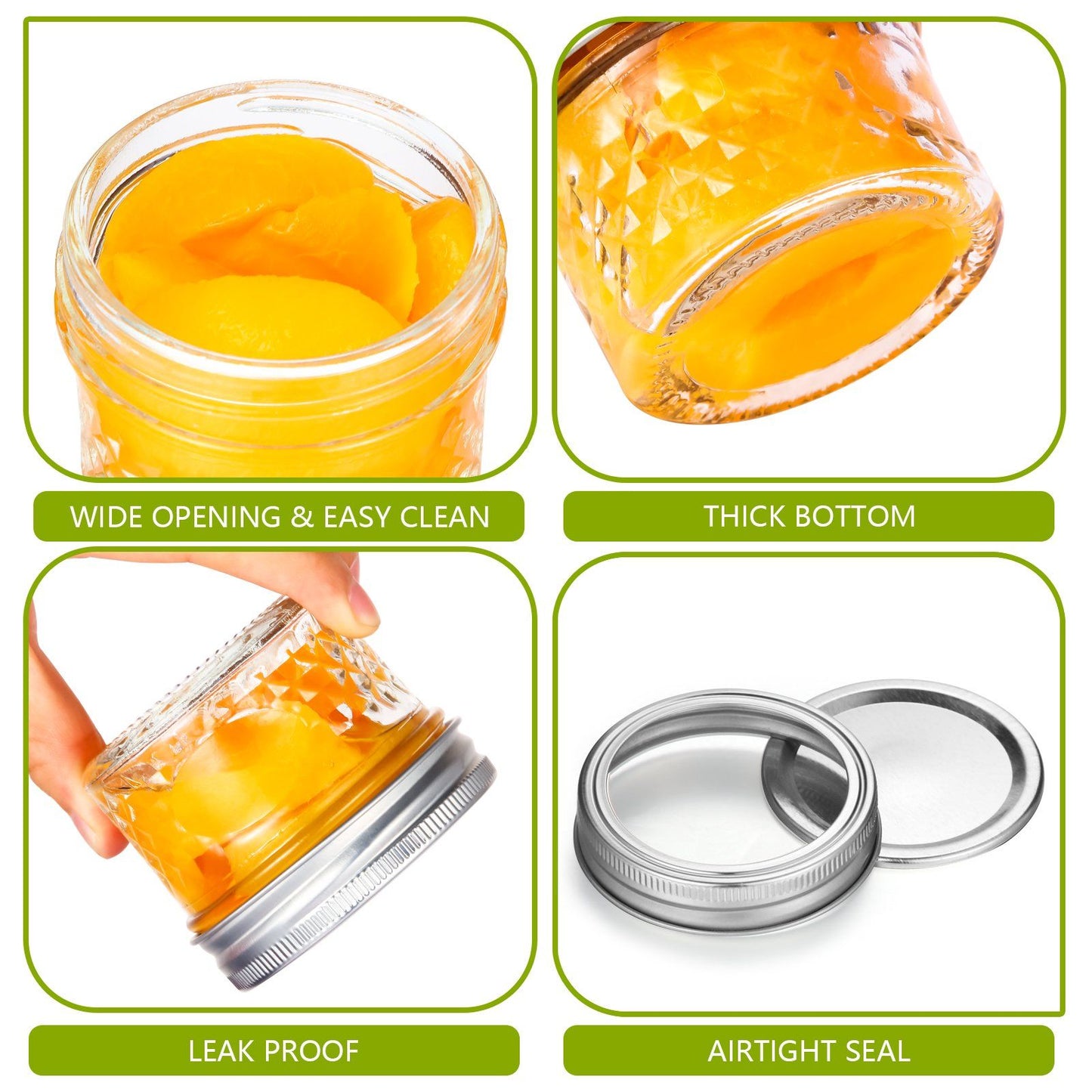 16 Pack Glass Mason Jars With Regular Lids, Canning Jelly Jars for Baby Food Honey Jam Candles and Spices, 4 oz