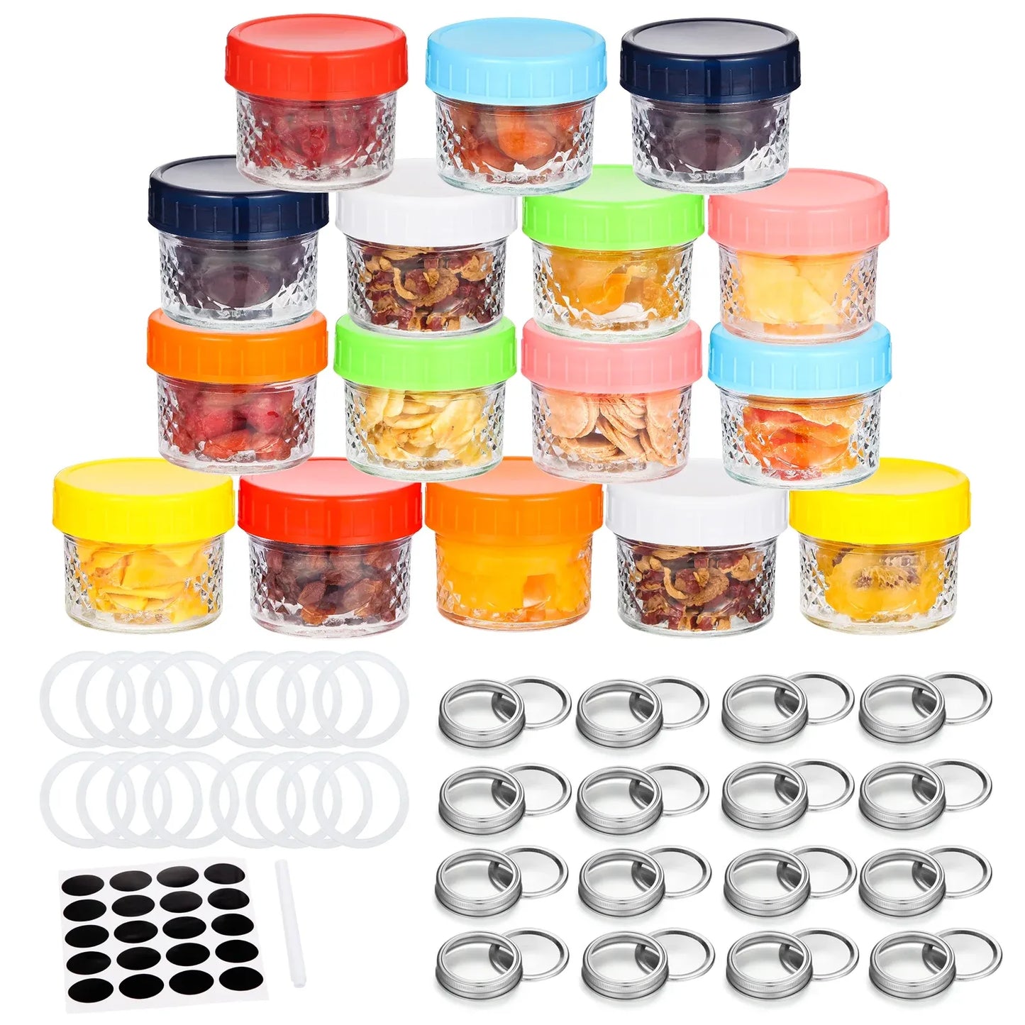 16 Pack Glass Mason Jars With Regular Lids, Canning Jelly Jars for Baby Food Honey Jam Candles and Spices, 4 oz