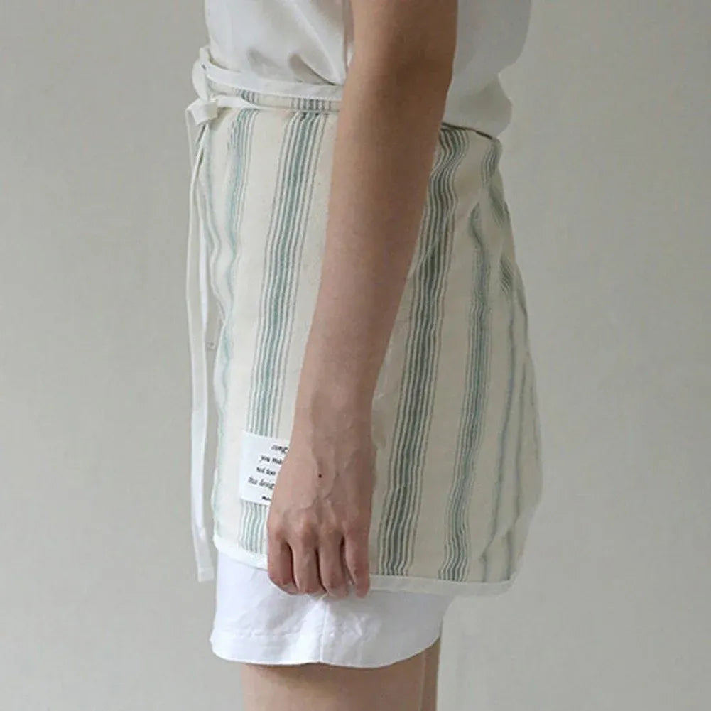 Striped Cotton Waist Apron, Waitress Server Apron for Kitchen Coffee Shop and Restaurant
