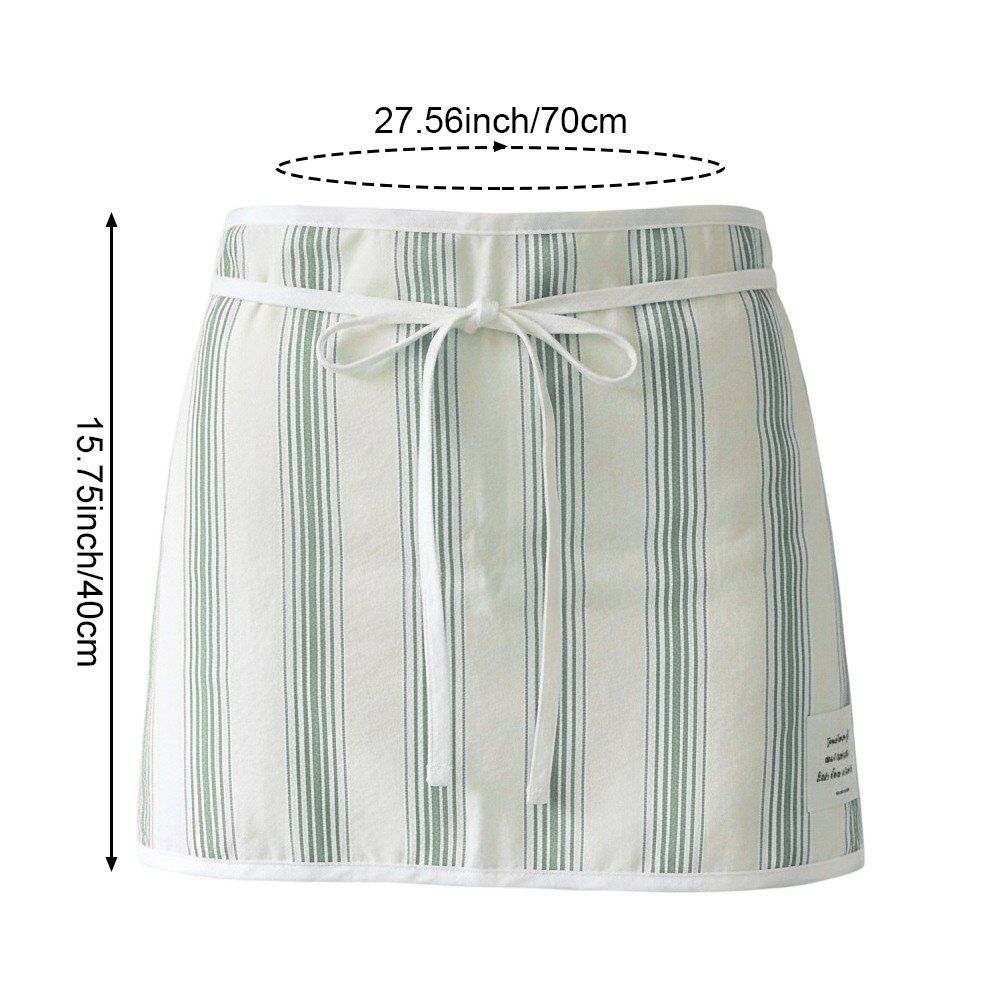 Striped Cotton Waist Apron, Waitress Server Apron for Kitchen Coffee Shop and Restaurant