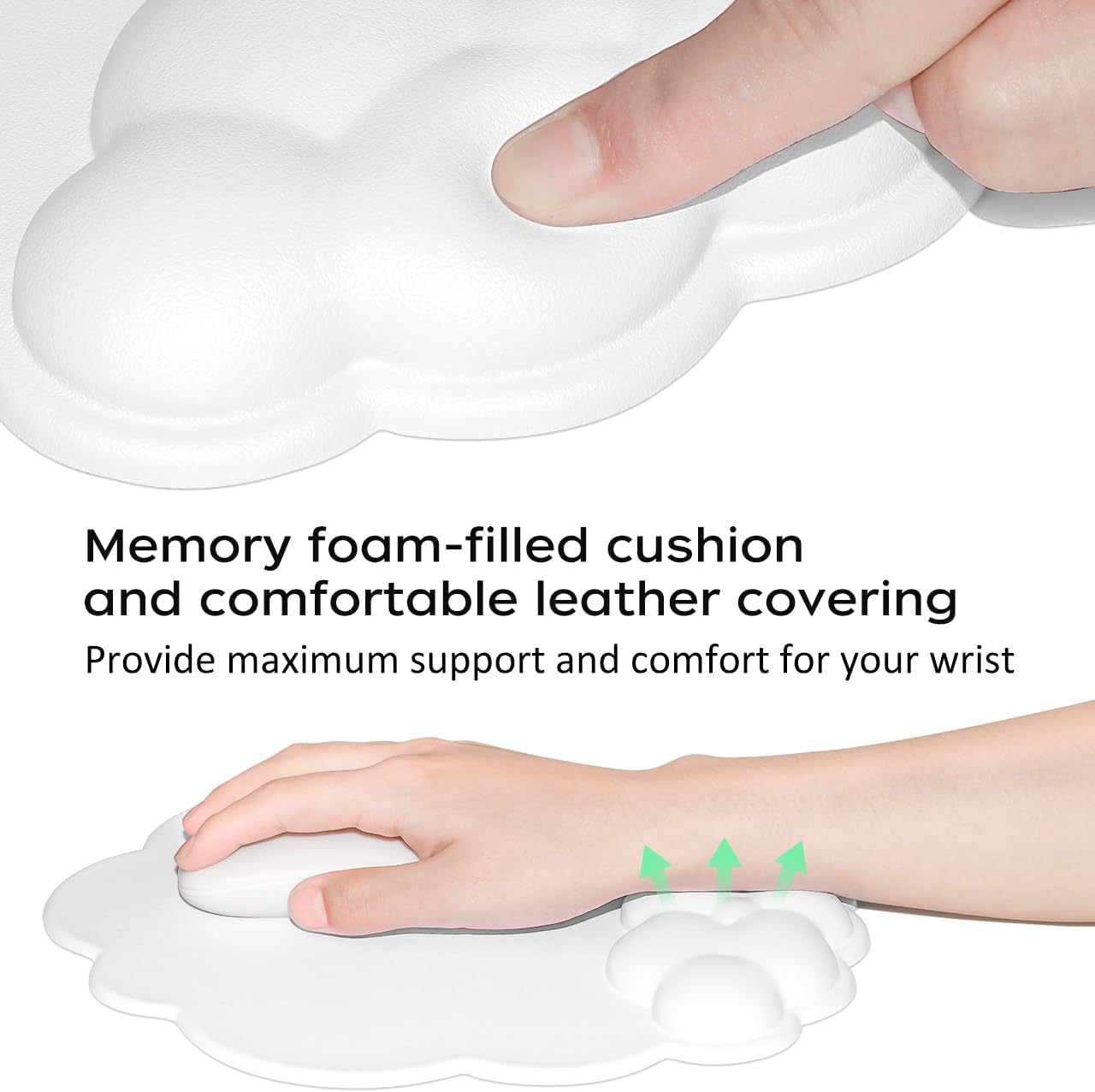 Mouse pad - Mouse pad with wrist rest - Ergonomic mouse pad - Mouse pad with leather surface, suitable for computers, laptops, office, home and travel, with non-slip bottom