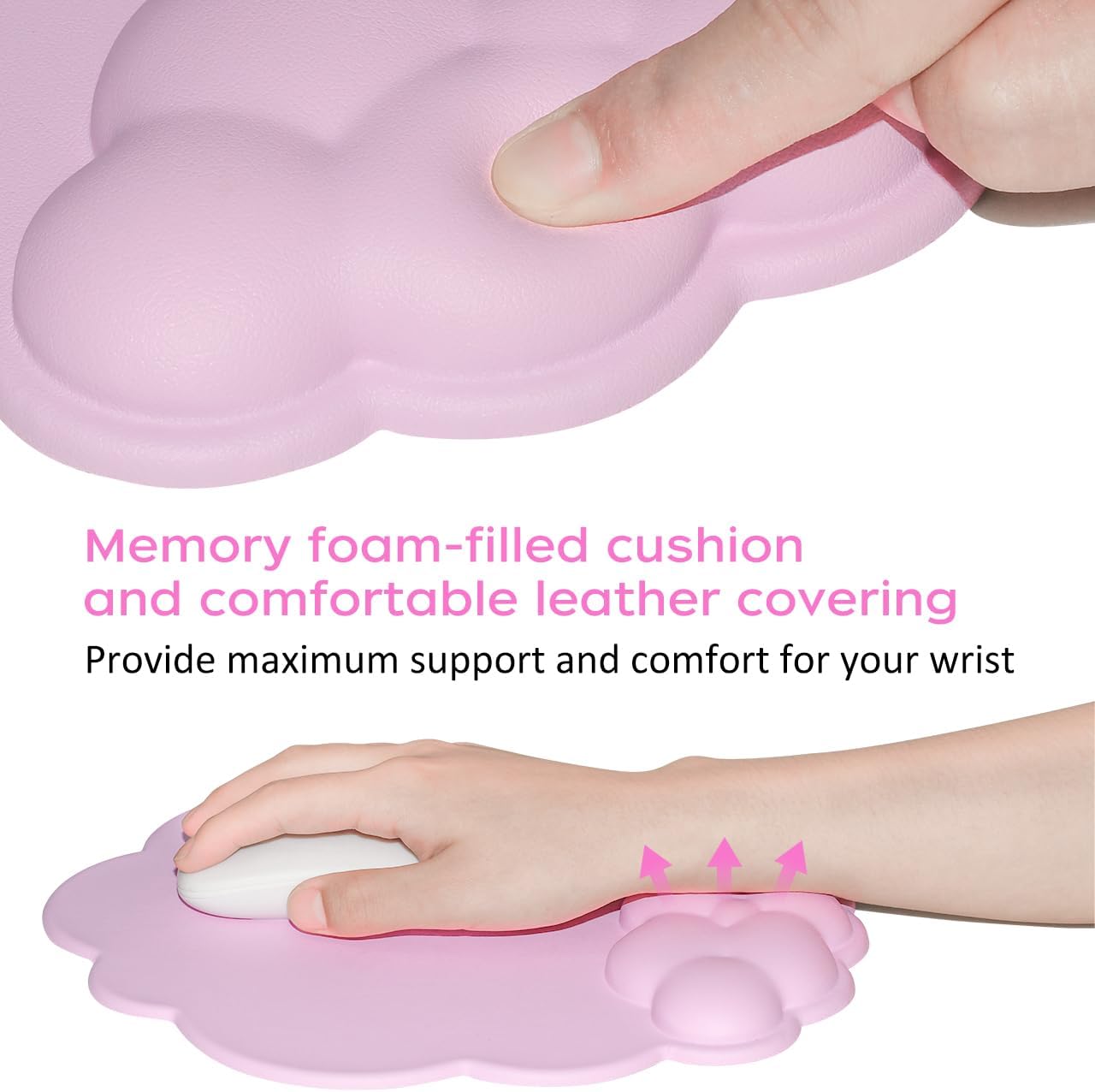 Mouse pad - Mouse pad with wrist rest - Ergonomic mouse pad - Mouse pad with leather surface, suitable for computers, laptops, office, home and travel, with non-slip bottom