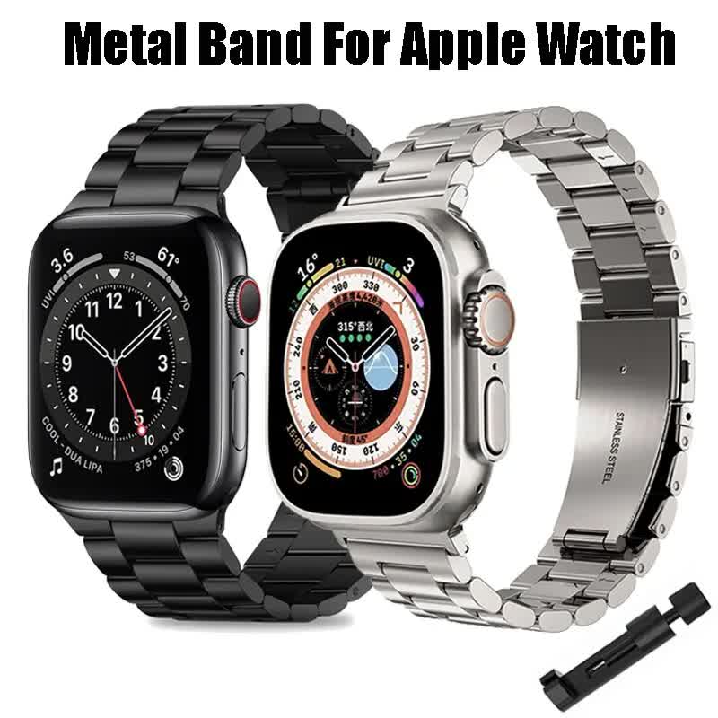 Stainless Steel Bracelet for Apple Watch Band 49mm 45mm 44mm 42mm Watch Metal Bracelet for Iwatch Series 9 8 7 6 5 Black
