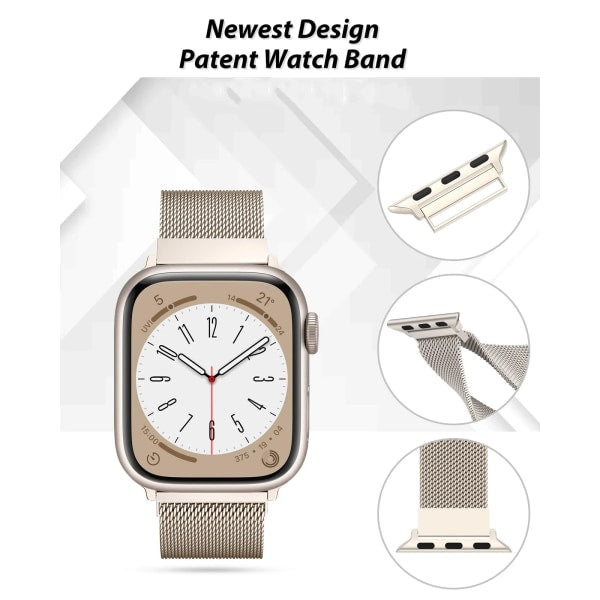 Compatible with Apple Watch bracelet 44/40/45mm 49mm 41mm 38mm 42mm Wristband iwatch Series 9 3 6 5 SE 7 8 Ultra 2 starlight - silver silver 42mm/44mm/45mm/49mm