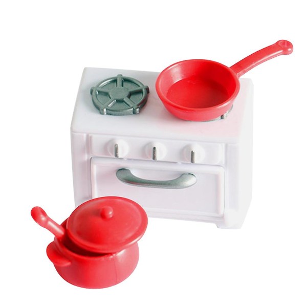 Toys Children Pretend Cooking Stove Mini House Gas Stove Mini Stove Model Miniature Stove Play Kitchen Cooking Toy（5.8X4.2X3.6CM，White Red）