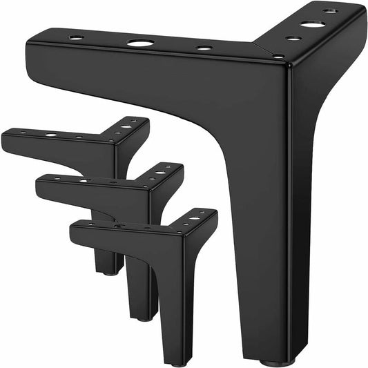 Set of 4 Furniture Legs Loads Up to 600 kg, 17 cm Modern Metal Triangular Table Legs, Hairpin Furniture Legs for Cabinets, Sofas, Black ( cm) cm 10