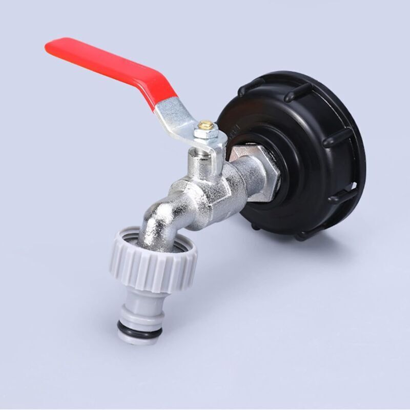 1000L Tank Faucet with Garden Hose Tap Adapter, S60X6 IBC Faucet Connector, Garden Faucet for Rainwater Harvester. Plastic 1\/2