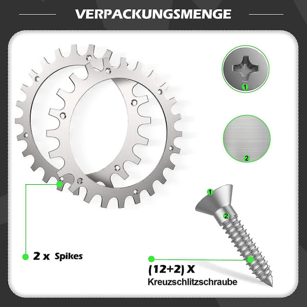 premium stainless steel spikes for Worx S/m model, 2 x stainless steel screw spikes Traction Enhancer, robotic lawnmower Wheel size 205 mm (FMY)