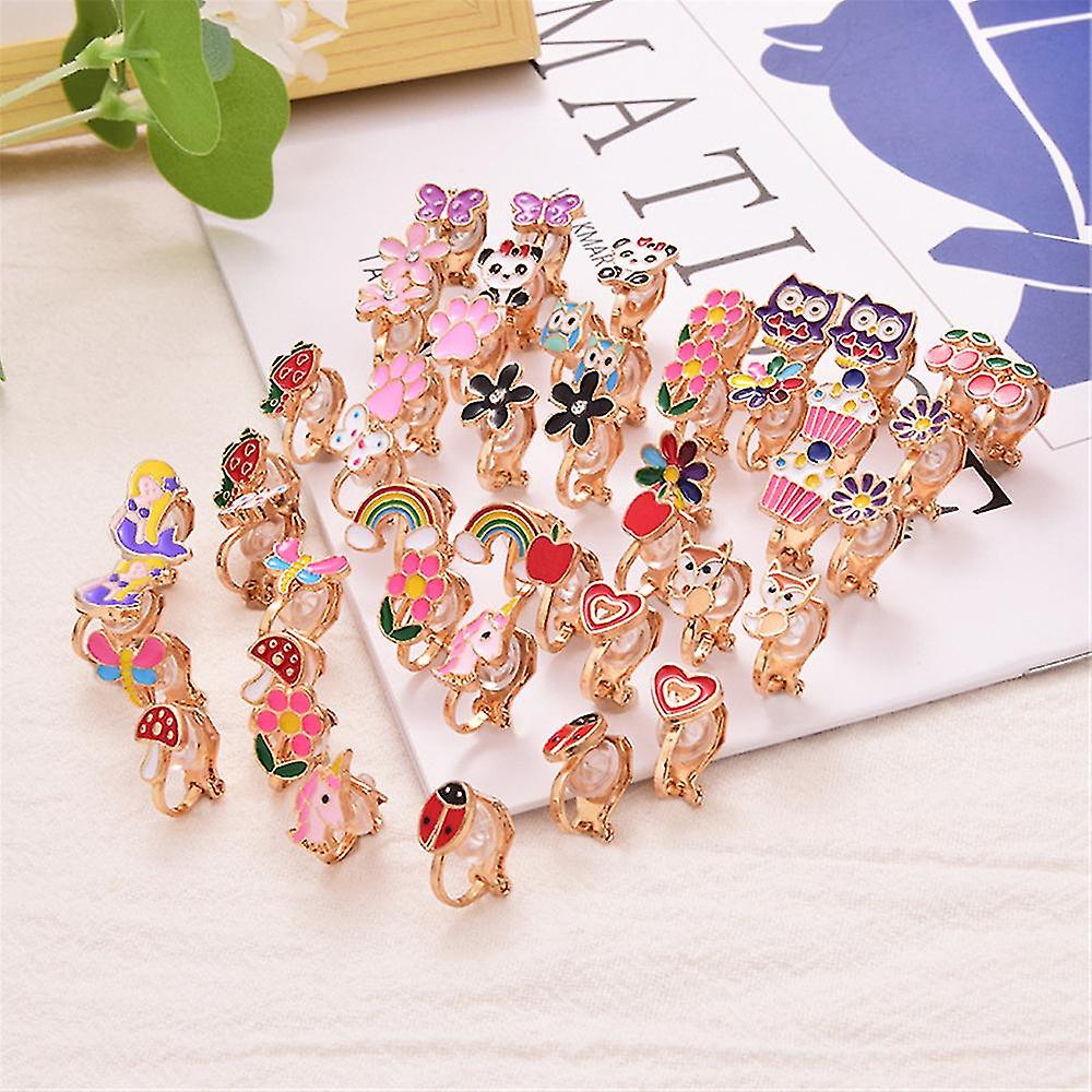 24 Pairs Girls Clip-on Earrings Children Cute Flower Metal Earring Princess Dress Up