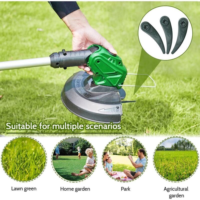 24-pack Bosch Grass Trimmer Blades for Bosch Durablade Art 23-18 LI Art 26-18 LI Grass Trimmers, Replacement Blades for Grass Trimmer. green Flat teeth
