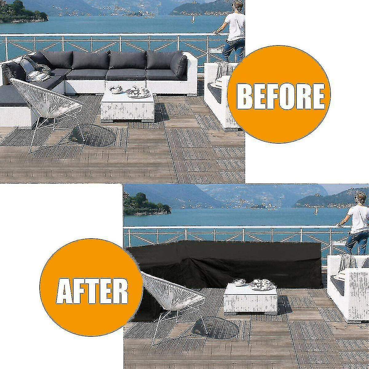 12 Sizes L-Shape All-Weather Cover Waterproof Rattan Corner Furniture Protector Garden Patio Outdoor Sofa Cover Dust Cover300*300*98cm