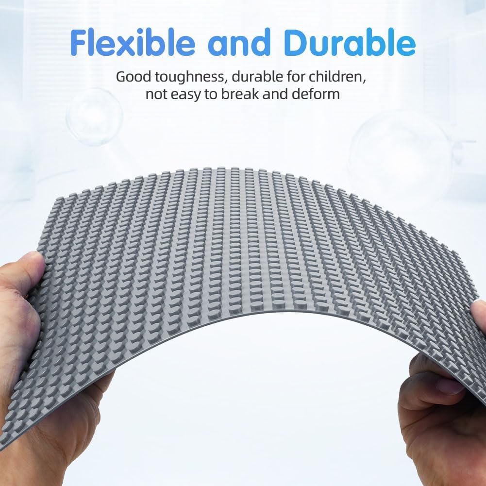 Building Plate, 4 pieces of classic base plates, 25.5 x 25.5 cm, base plate, compatible with all major brands, building toys for children 4 pieces light gray