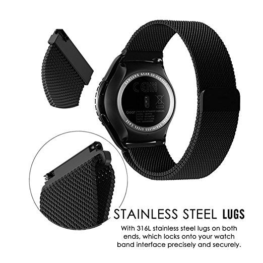 Stainless Steel Milanese Magnetic Watch Band for Garmin venu 2/venu SQ/venu 2S Venu SQ Black