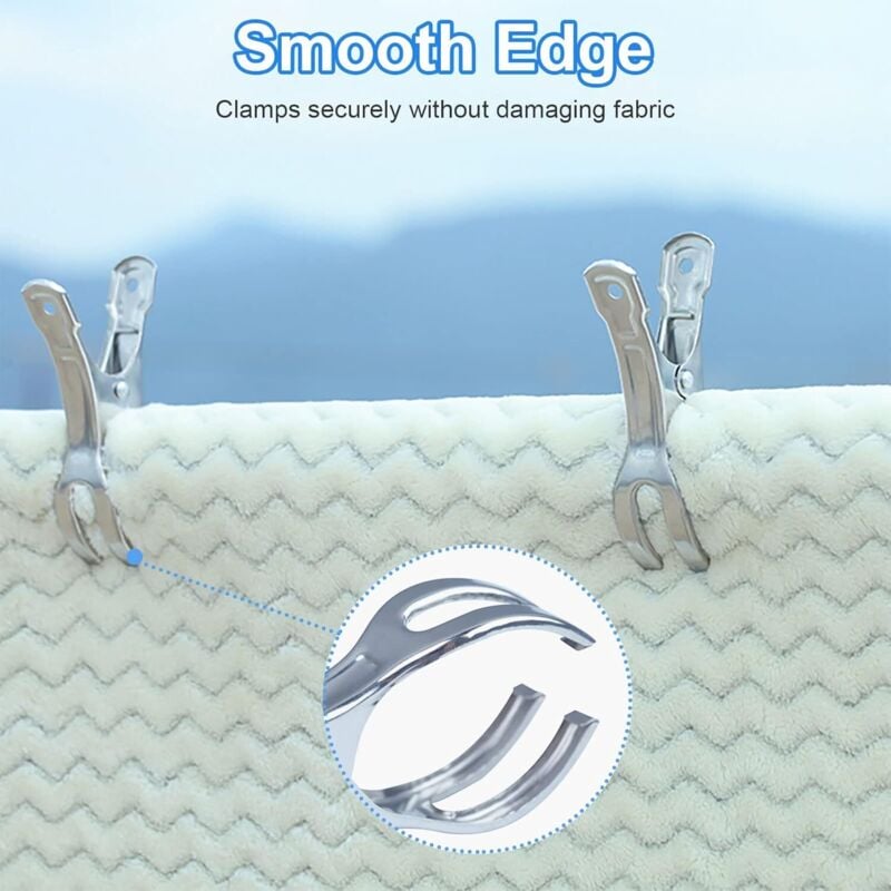 10-pack Large Stainless Steel Clothes Pegs, Heavy Duty Giant Clothes Pegs for Sunbeds, Pool Covers