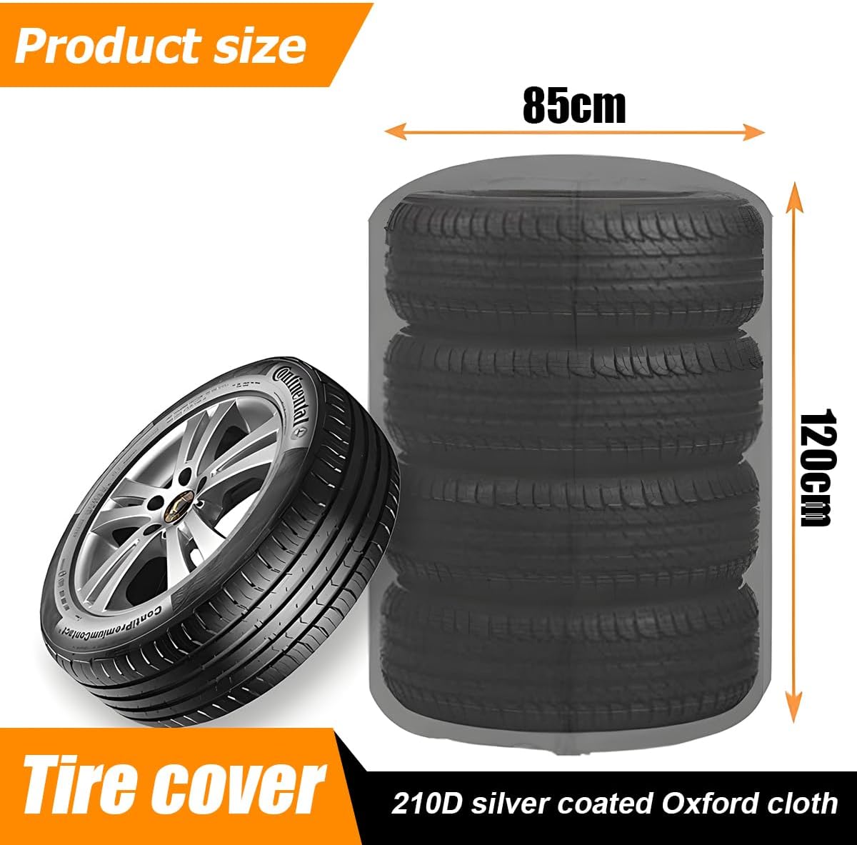 Tire Storage Cover, Universal Tire Cover for 4 Tires, Car Spare Tire Tire Storage Bag Case Protection (Silver)