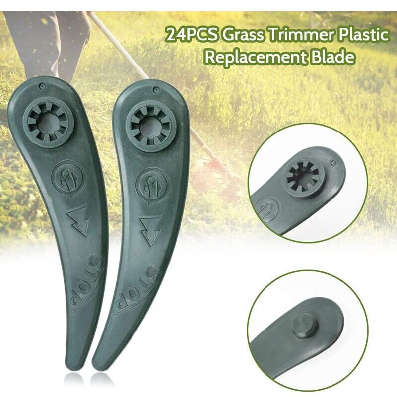 24-pack Bosch Grass Trimmer Blades for Bosch Durablade Art 23-18 LI Art 26-18 LI Grass Trimmers, Replacement Blades for Grass Trimmer. green Toothed edge