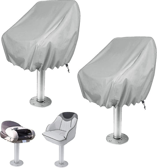 2-Pack Covers, Waterproof Outdoor Covers for Pedestal Pontoon Captain Boat Bench Chair Covers, Oxford Fabric Helmsman Chair Covers - Perfect
