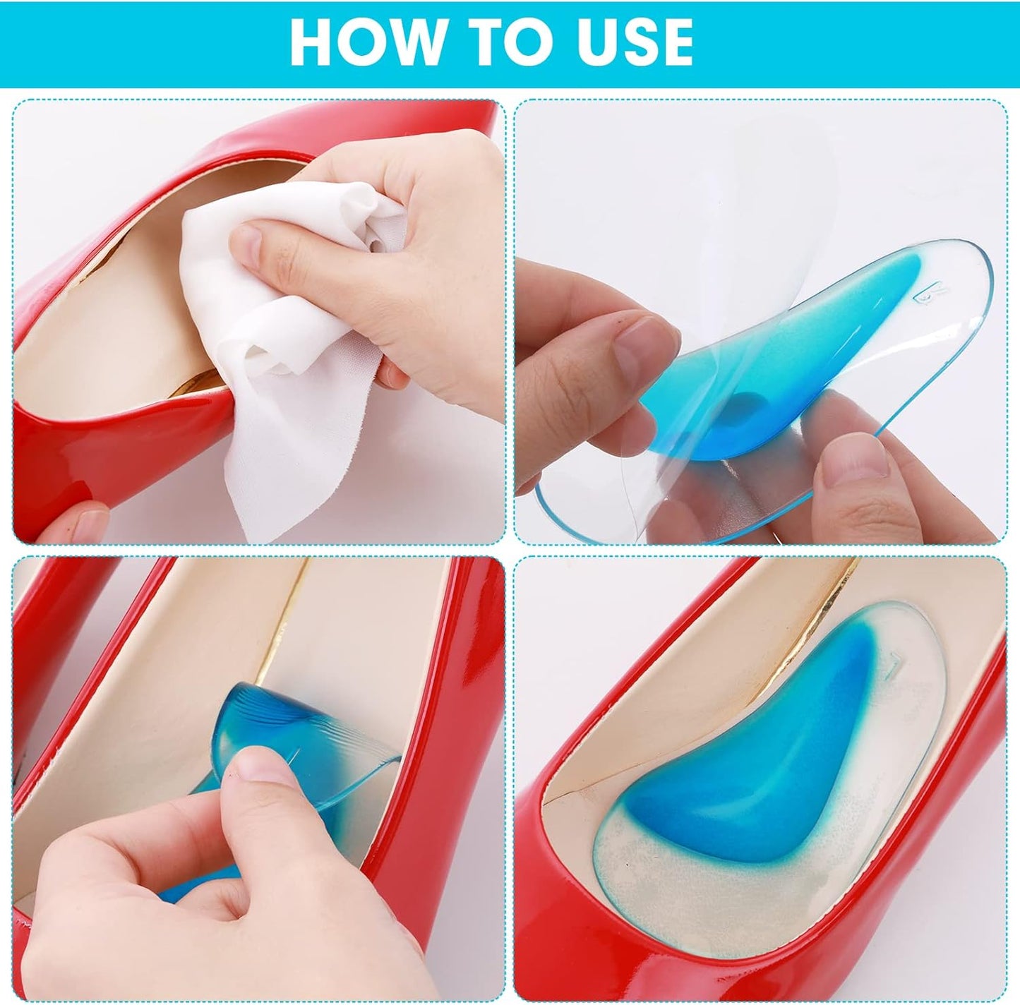 Pairs Orthopedic Gel Insoles for Arch Support, Orthopedic Silicone Arch Support, Plantar Fasciitis Gel Shoes