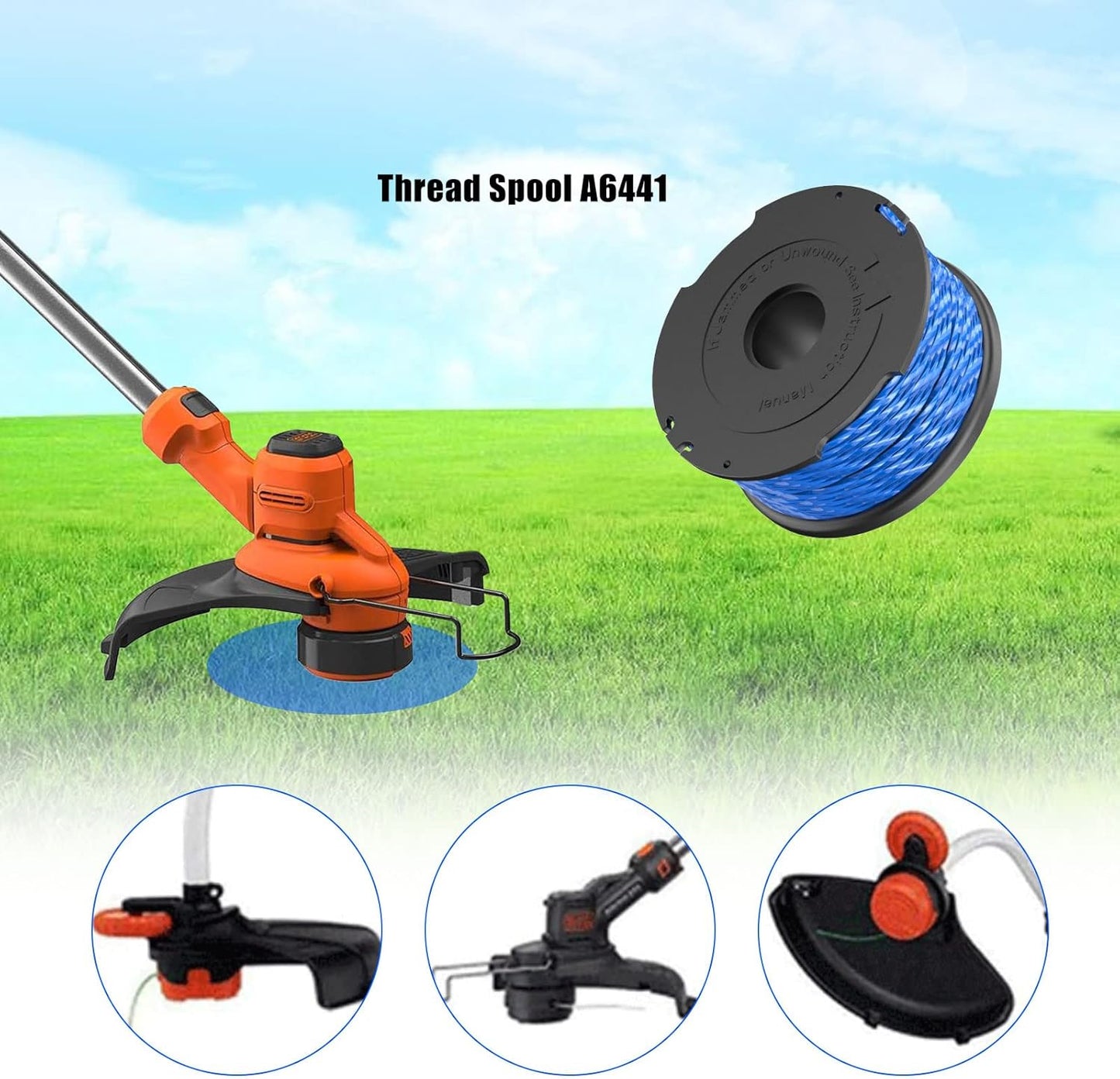 Replacement Spool for Black & Decker A6441 Trimmer Line, 1.65mm, Replacement Spools for GL652, GL655, GL650, GL660, GL680 Trimmer