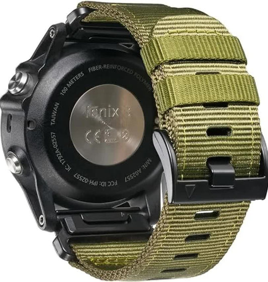 26mm Military Nylon Strap for GARMIN Fenix 7X Pro / 6X Soft Durable Replacement Strap Army Green Army green