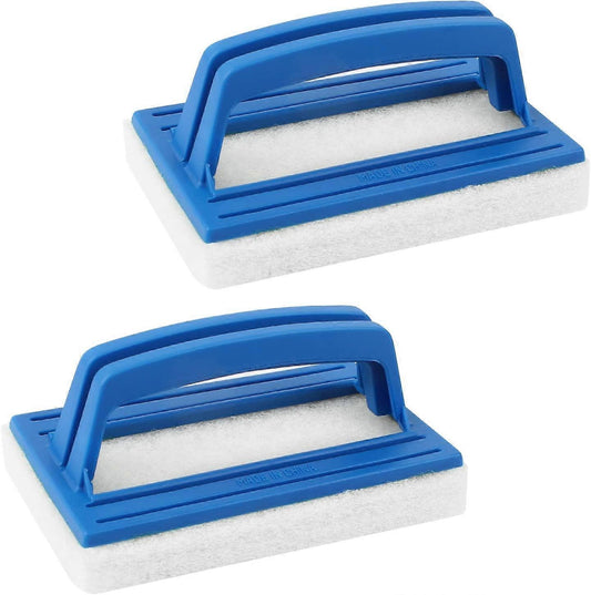 Pieces Pool Wall Brush, Sponge Pool Scrubbing Brush Soft Hot Tub Cleaning Brush Pool Sponge Cleaner with Handle (White)