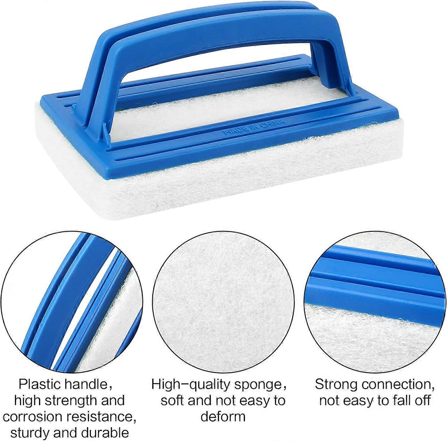 Pieces Pool Wall Brush, Sponge Pool Scrubbing Brush Soft Hot Tub Cleaning Brush Pool Sponge Cleaner with Handle (White)