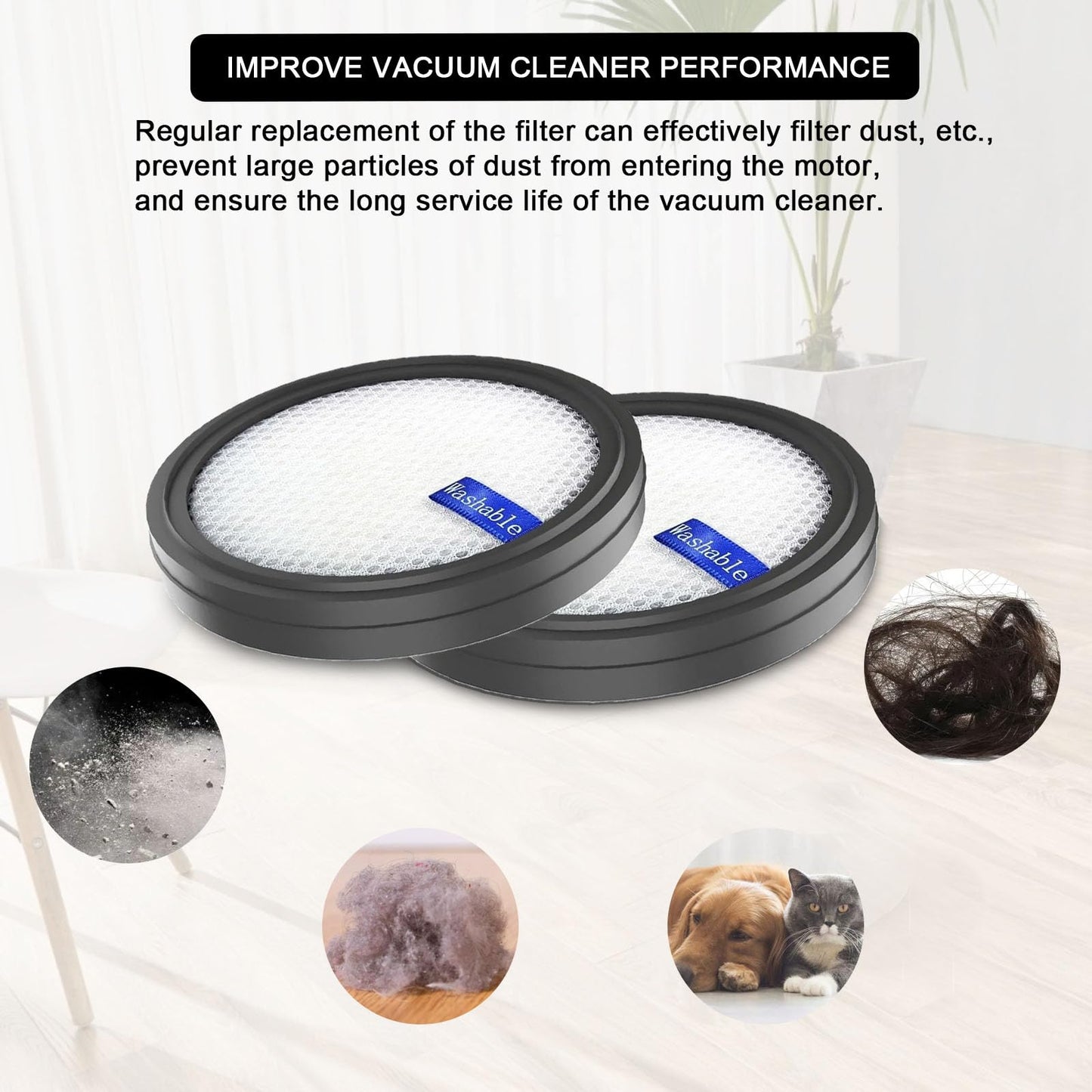 Replacement Filter for PrettyCare W200/W300/W400/P1/P2 Vacuum Cleaner, Washable.