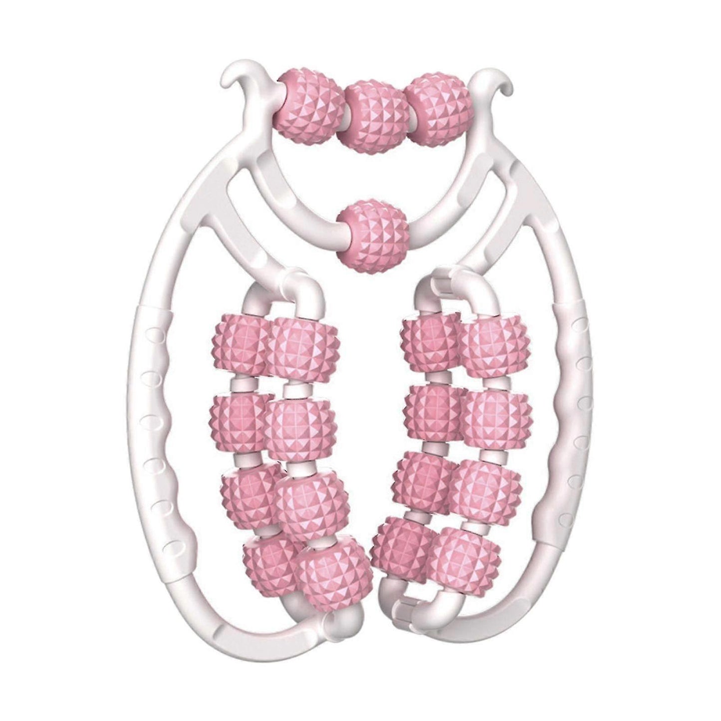 Massage Roller Relax Roller 20 Wheels Tubular Device Arm Leg Massage Circular Leg Clamps for Golfers Elbow Neck Leg Ankle Pink