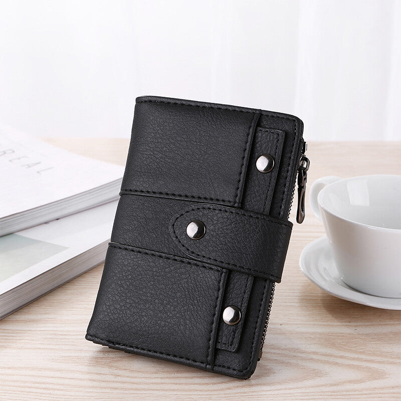 The New Trendy Foldable Small Wallet Women Leather Card Holder Wallet Pink