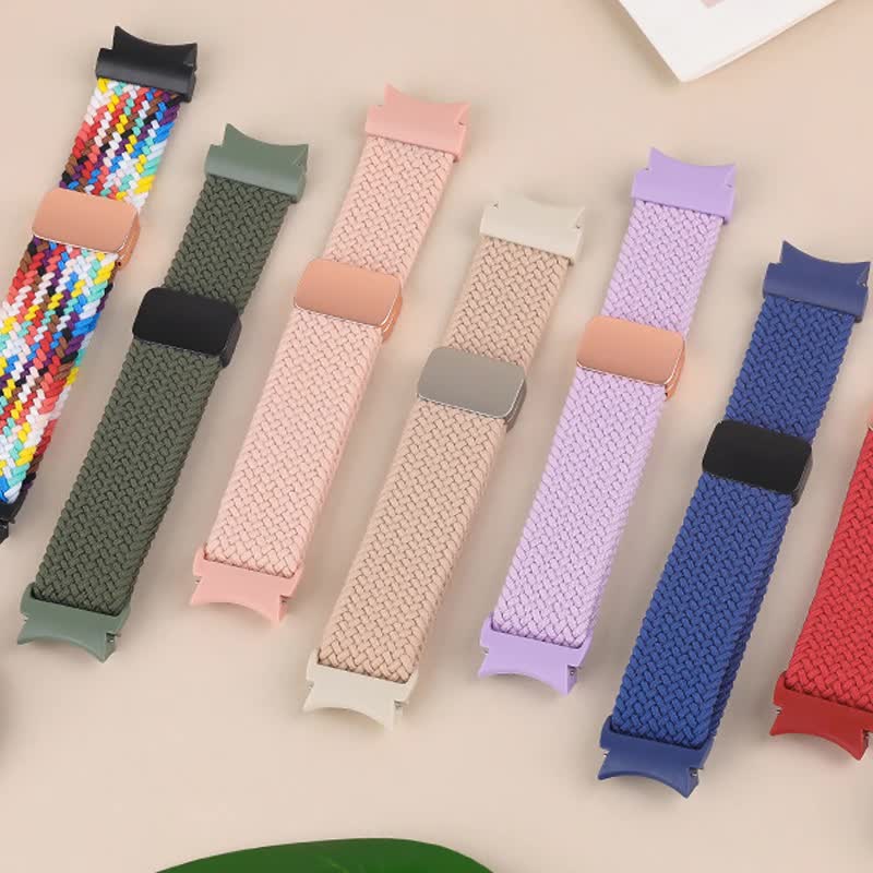 Braided Strap for Samsung Galaxy Watch 6 4 classic/5 Pro 45mm 47mm 43mm 44mm 40mm Magnetic Strap Without Gap Galaxy Watch 6 Strap Rainforest Green Rainforest Green watch 4 40mm 44mm