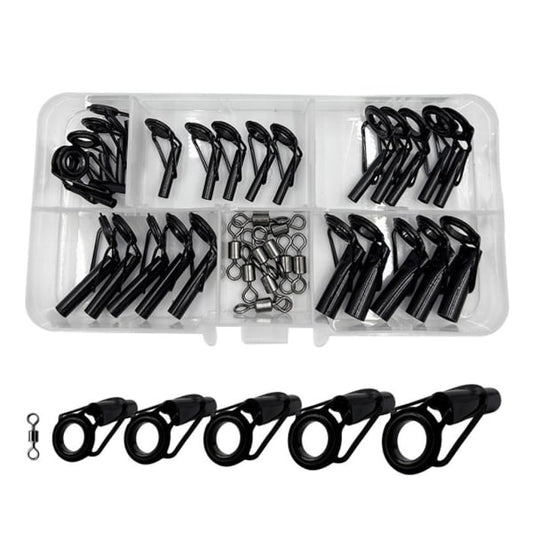 35pcs Fishing Rod Repair Kit Rings Wear-Resistant Ceramic Guide Rings Rod Eye Fishing Rod Guides Alconite Rings Set