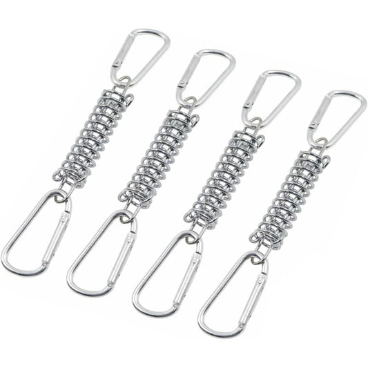 Tension Spring Buckle Awning Bracket - Sun Sail Brackets Accessories Stainless Steel with 4 Spiral Springs 8 Carabiners for Tents Awnings Camping, 4 pcs