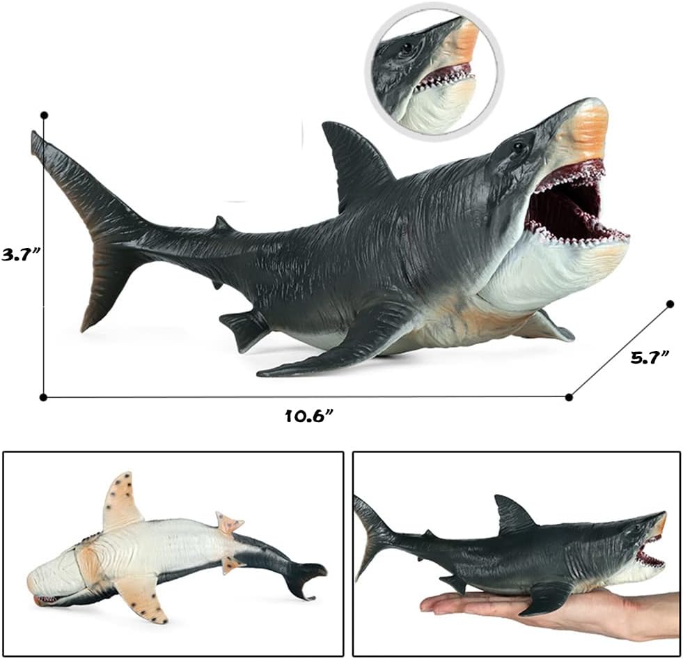 Large Megalodon Shark Toy, Plastic Sea Animal Figure, Realistic Sea Monster Toy Figure