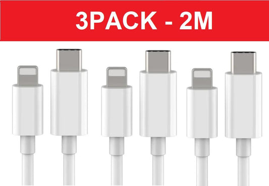 3-pack 2m Lightning cable charging and data transfer 2pcs USB-C White 3-PACK 2M charging cable