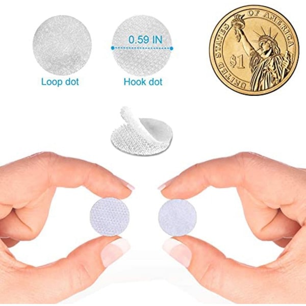 1000pcs Self-adhesive Velcro for Kids, Round, Early Education, Nylon, Self-adhesive, Die-cut, White, Silent, 10mm