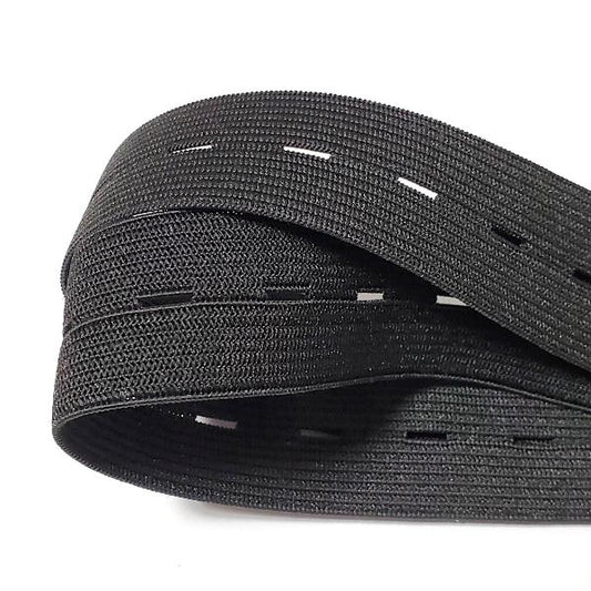 Elastic buttonhole tape, practical and versatile black elastic band, width: 2.5 cm Width: 2.5cm—yux Width: 2.5cm