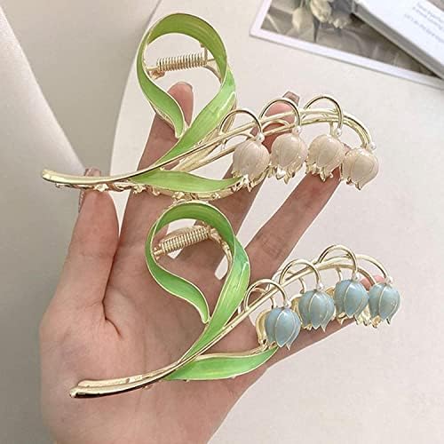 Pink Lily of the Valley Flower Hair Clips, Large Metal Clip, Orchid Clips, Lily of the Valley Jaw Clip Styling Accessories for T